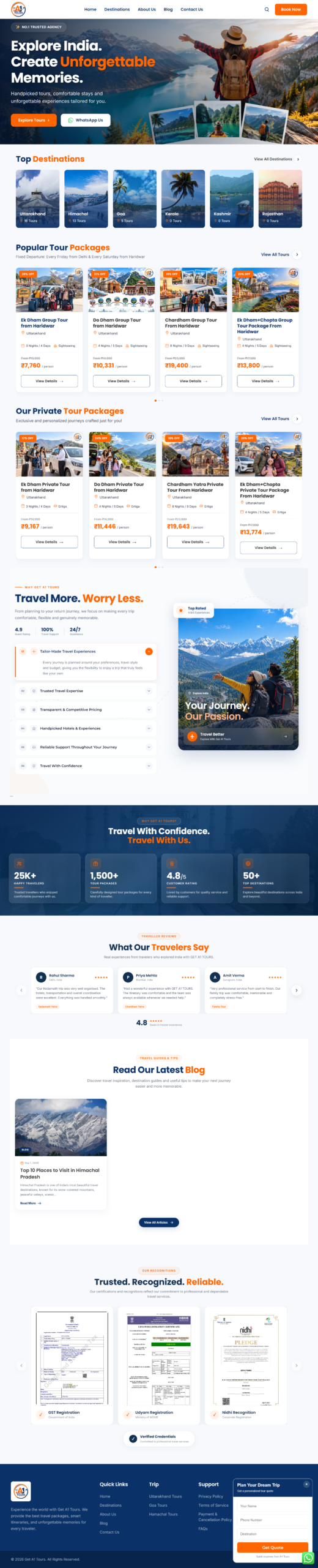 Geta1 Tours website screenshot